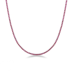 Collar rivière en oro blanco de 18 quilates con rubíes