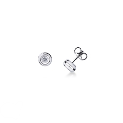 Pendientes solitarios oro blanco y diamantes a bisel 0.10 quilates