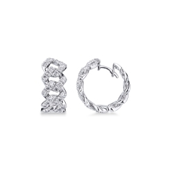 Pendientes mujer Cuban Link en oro blanco 18k con diamantes