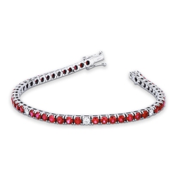 Brazalete tennis en oro blanco 18 quilates con rubíes