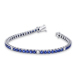 Brazalete tenis en oro blanco de 18 quilates con zafiros azules