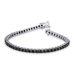 Pulsera tenis en oro blanco 18k con diamantes negros