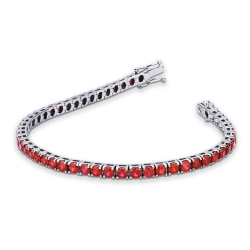 Pulsera tennis con garras en oro blanco 18k con rubíes
