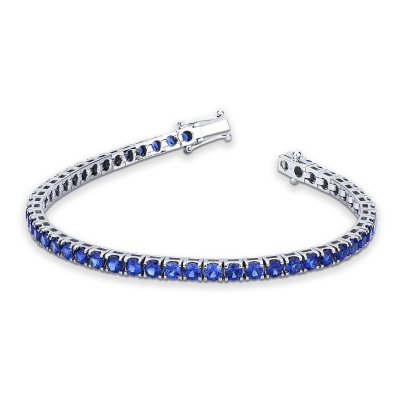 Pulsera tenis oro blanco 18k con zafiros azules