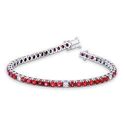 Pulsera tenis oro blanco 18 quilates con rubíes y diamantes