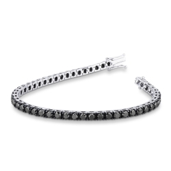Pulsera tennis cuadrada en oro blanco 18k con diamantes negros