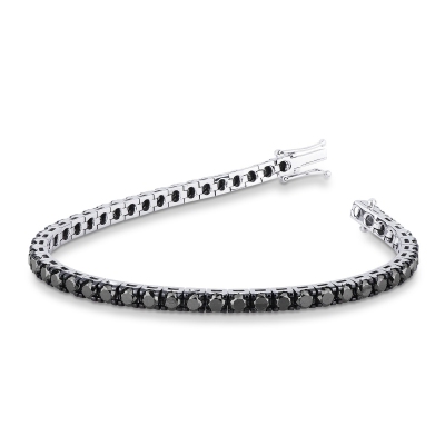 Pulsera tennis cuadrada en oro blanco 18k con diamantes negros