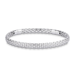 Pulsera rígida en oro blanco de 18k con diamantes