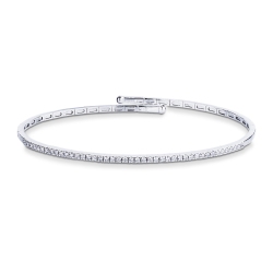 Pulsera Semi Rígida en Oro Blanco 18K con Diamantes 5,5 cm