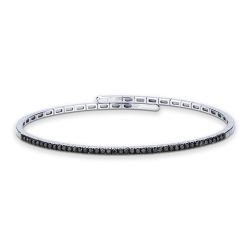 Brazalete semirrígido en oro blanco 18k con diamantes negros