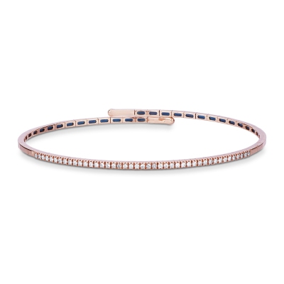 Pulsera semi rígida en oro rosa 18k con diamantes