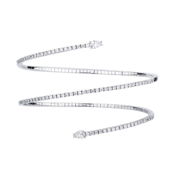 Pulsera semirrígida de resorte con fila de diamantes