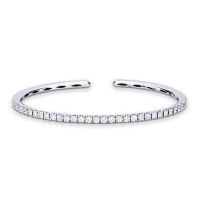 Pulsera rígida de oro blanco de 18 quilates con diamantes
