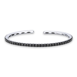 Pulsera rígida oro blanco de 18 quilates con diamantes negros