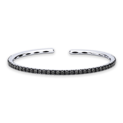 Pulsera rígida oro blanco de 18 quilates con diamantes negros 