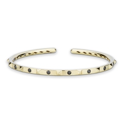 Pulsera mujer rígida oro amarillo 18k con diamantes negros