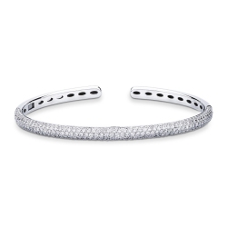 Brazalete rígido en Oro Blanco 18k con pavé de Diamantes