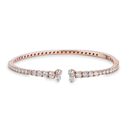 Pulsera rígida en oro rosa 18k con diamantes