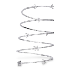 Brazalete muelle en oro blanco de 18k con diamantes