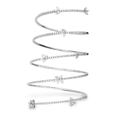 Brazalete muelle en oro blanco de 18k con diamantes