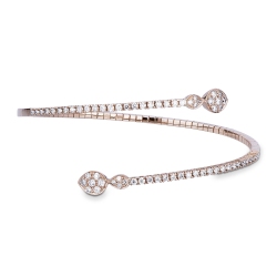 Pulsera semi rígida en oro rosa 18k con gotas y diamantes
