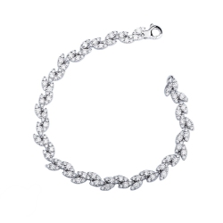 Brazalete en oro blanco 18k adornado con hojas de diamantes
