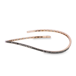 Brazalete hombre semi-rígido en oro rosa 18k con diamantes negros