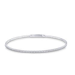 Pulsera rígida en oro blanco de 18 quilates con diamantes