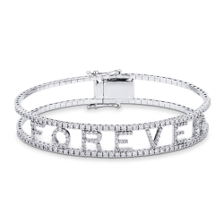 Brazalete rígido de oro blanco de 18k forever de diamantes