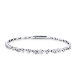 Brazalete en oro blanco 18 quilates hojas y diamantes