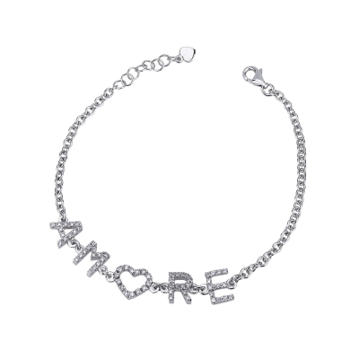Pulsera letras AMORE oro blanco y diamantes