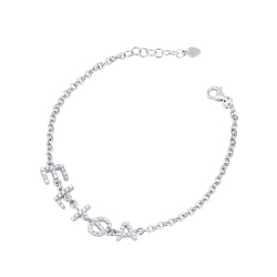 Pulsera con nombre ELISA de diamantes oro blanco 18k