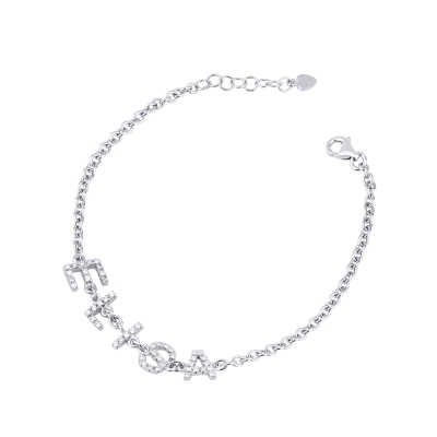 Pulsera con nombre ELISA de diamantes oro blanco 18k 