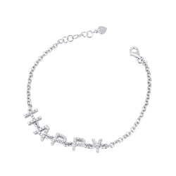 Pulsera con letras HAPPY en oro blanco y diamantes