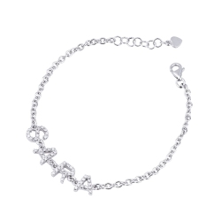 Pulsera personalizada con nombre de oro blanco 750 y diamantes, SARA