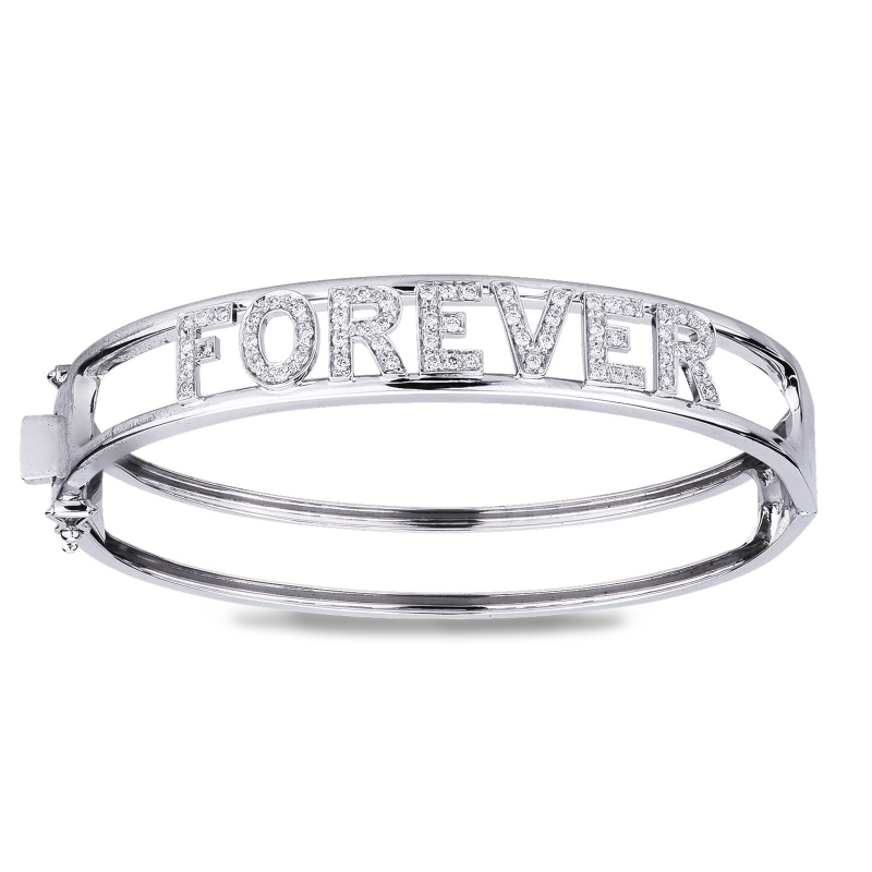 Pulsera letras FOREVER oro blanco y diamantes Pulsera letras FOREVER oro blanco y diamantes