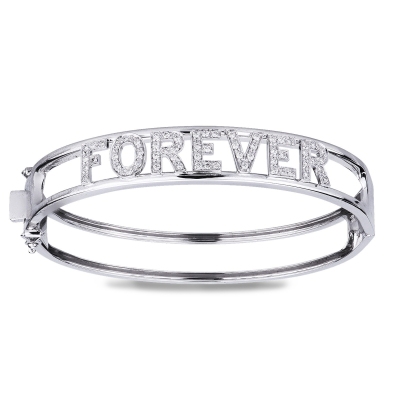 Pulsera letras FOREVER oro blanco y diamantes