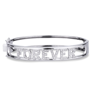 Pulsera letras FOREVER oro blanco y diamantes