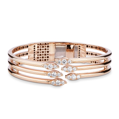 Brazalete de diseño en oro rosa de 18k con diamantes
