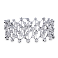 Pulsera en oro blanco 18k con engastes flexibles y diamantes