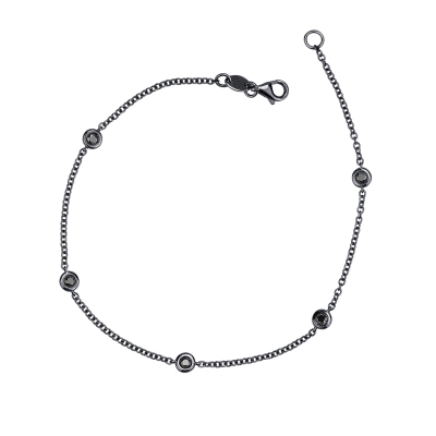 Pulsera de hombre de oro brunido de 18k con 5 diamantes negros