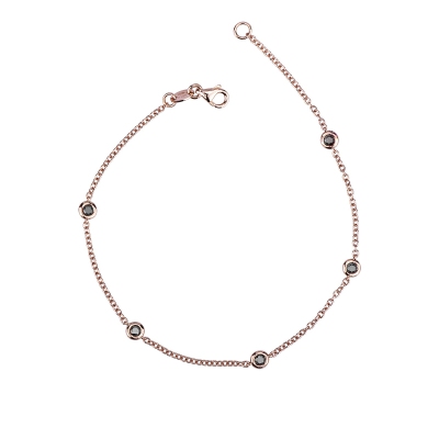 Pulsera de oro rosa de 18k con diamantes negros