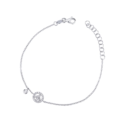 Pulsera Peace&Love en oro blanco de 18k y diamantes