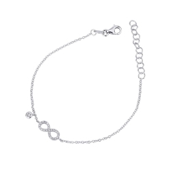 Pulsera de oro blanco 18k con infinito y diamantes