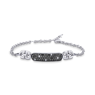 Pulsera hombre oro blanco 18 quilates con diamantes negros y blancos
