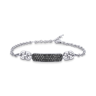 Pulsera de oro blanco de 18 quilates con diamantes negros y blancos