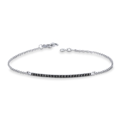 Pulsera barrita de diamantes negros en oro blanco 750