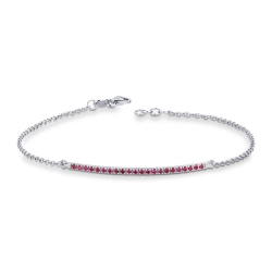 Pulsera de oro blanco de 18 quilates con una barra de rubíes