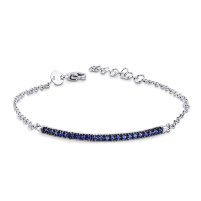 Pulsera de garras bruñidas con zafiros azules y oro blanco 18k