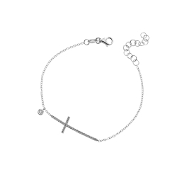 Pulsera cruz de oro blanco 750 y diamantes blancos